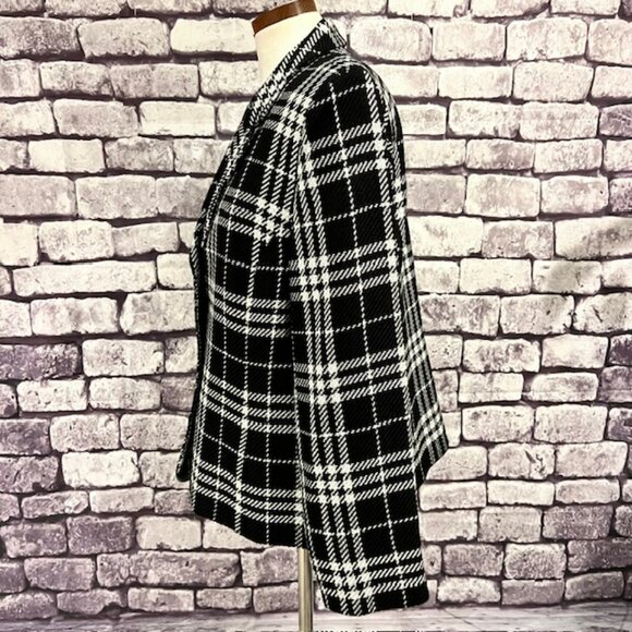 JM Collection Black & White Long Sleeve Fully Lined Blazer Size 16 - Picture 4 of 9